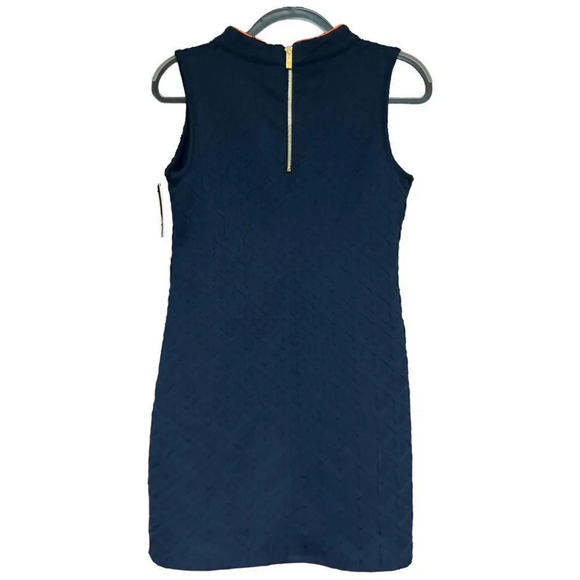 NWT CROWN & IVY Novel Navy In the Groove Dress with Orange Trim Size Extra Small - Picture 2 of 8